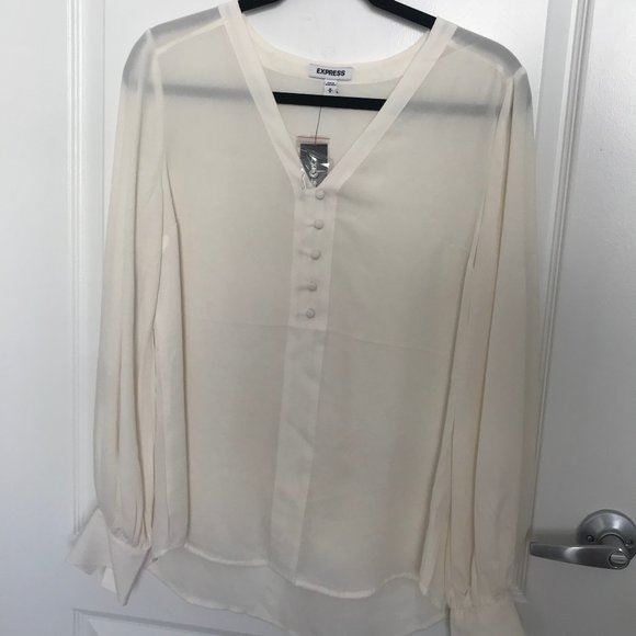 Express Cream Button up Blouse - Picture 1 of 3